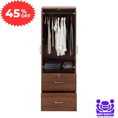 Picture of 2 Part Almirah with coat hanger shelf & 2 Locker Drawer Alamary / Laminated Board Wardrobe2 Door Almira - Best Quality Furniture