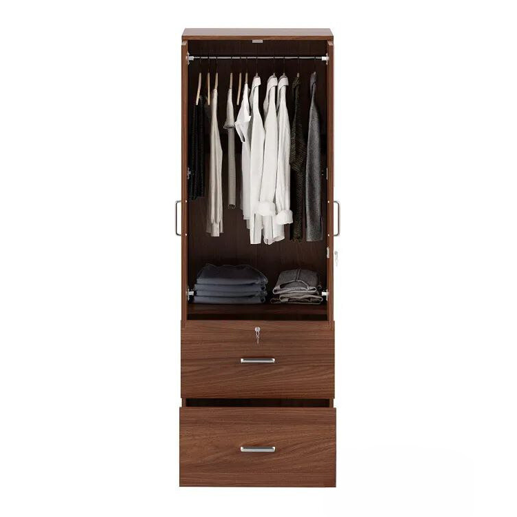 Picture of 2 Part Almirah with coat hanger shelf & 2 Locker Drawer Alamary / Laminated Board Wardrobe2 Door Almira - Best Quality Furniture