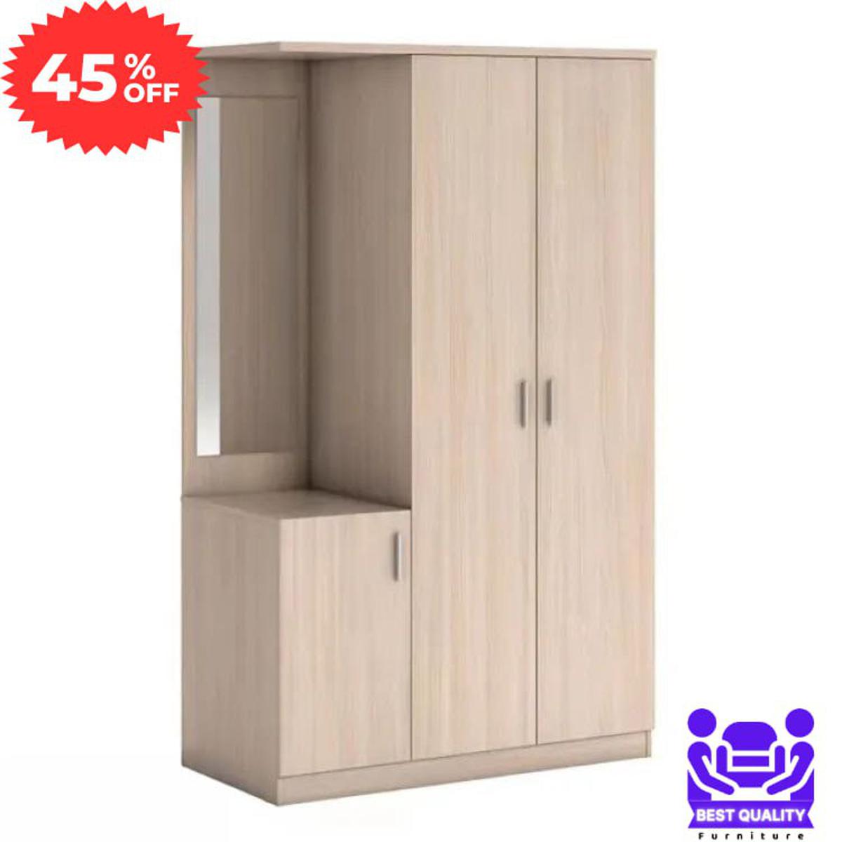 Picture of Modern Design Dresser Almirah with Clothe Storage Shelf & Locker Drawer / Dreeing Mirror Almari /Melamine Board Cloth Storage Wardrobe