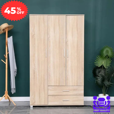 Picture of Avant-garde - High Quality 3 Door Almirah / Wardrobe with Drawer, Shelves & Hanging Space for Clothes Wooden Utility Cupboard