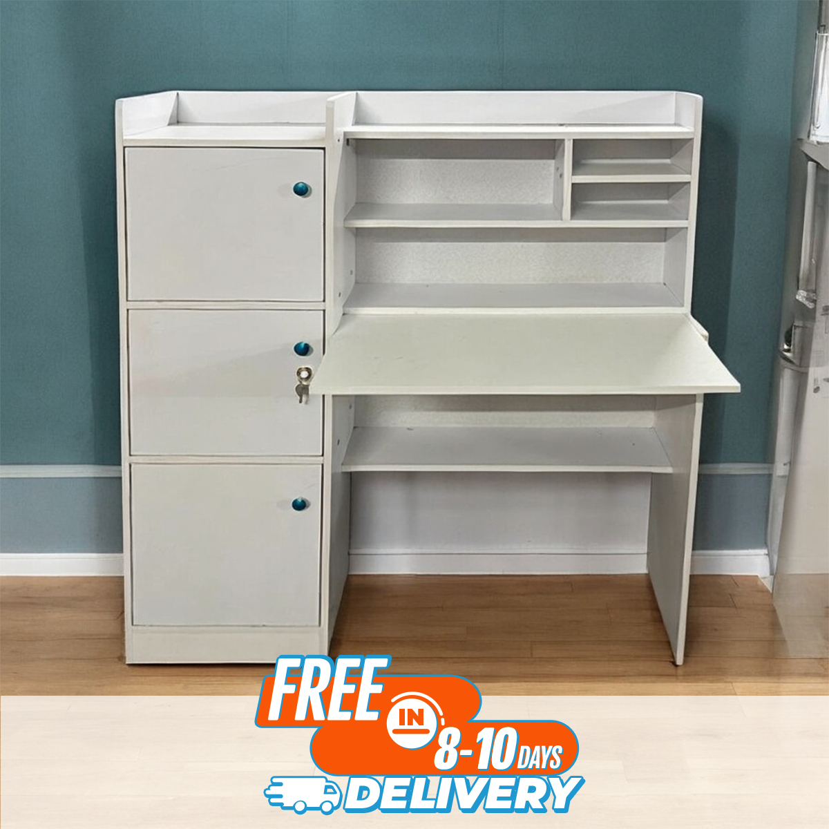 Picture of Modern Reading Table/Study Desk/Laptop Desk with Three Large Storage and Lock by Best Quality Furniture