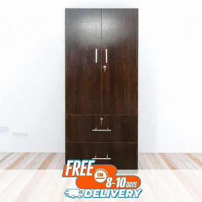 Picture of 2 Part Almirah with coat hanger shelf & 2 Locker Drawer Alamary / Laminated Board Wardrobe2 Door Almira - Best Quality Furniture
