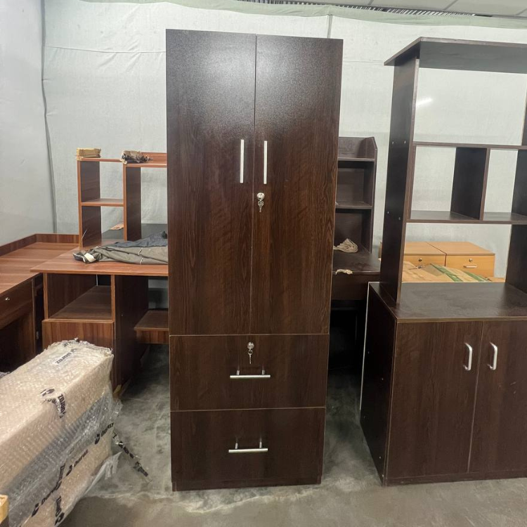 Picture of 2 Part Almirah with coat hanger shelf & 2 Locker Drawer Alamary / Laminated Board Wardrobe2 Door Almira - Best Quality Furniture