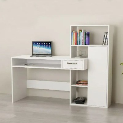Picture of Home Office Computer Table Study Table | Laptop Desk With Shelves (White Color Finish) - Study Table