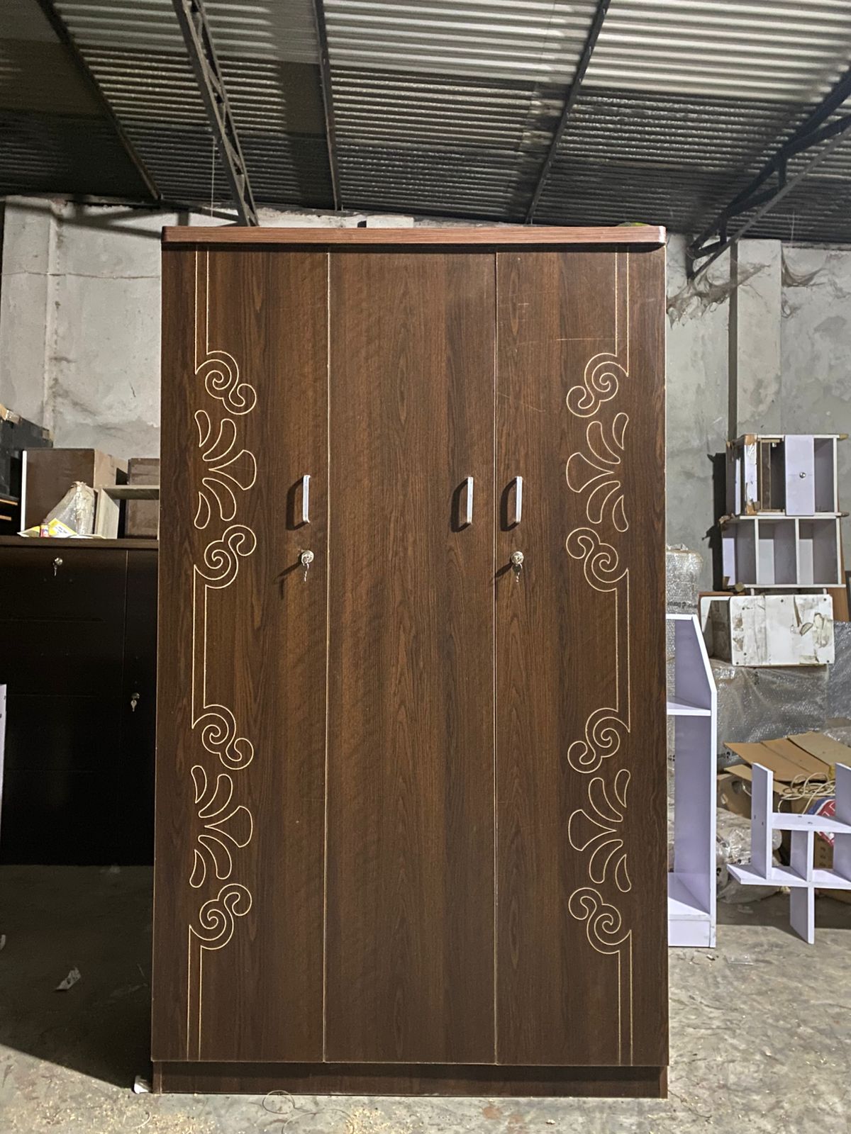 Picture of Antique Secure 3-Door Almirah, Partex MDF Laminated Board Wardrobe 72/48