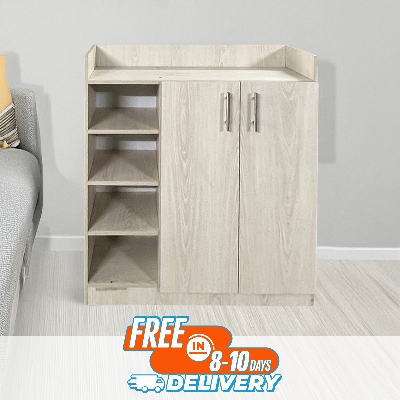 Picture of Best Quality Furniture Shoe Rack with Cover Shoe Shelf Laminated Board (Finish Color - Albino and White) - Minimalistic Sophistication M