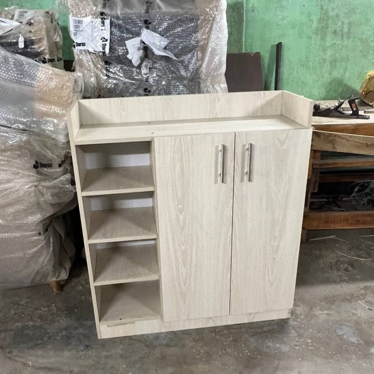 Picture of Best Quality Furniture Shoe Rack with Cover Shoe Shelf Laminated Board (Finish Color - Albino and White) - Minimalistic Sophistication M