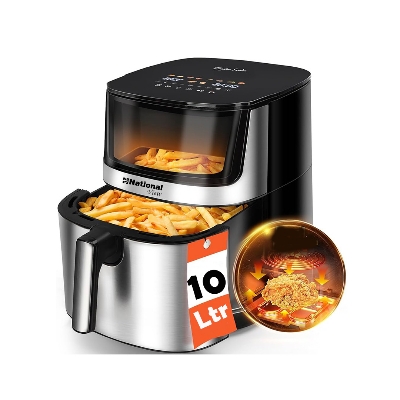 Picture of National Smartheat Hot Air Fryer 10 Ltr With Viewing Glass Window, Frying Without Oil, Digital Touch Display,10 In 1 Cooking Function-1700 Watt Picture of National Smartheat Hot Air Fryer 10 Ltr With Viewing Glass Window, Frying Without Oil, Digital Touch Display,10 In 1 Cooking Function-1700 Watt