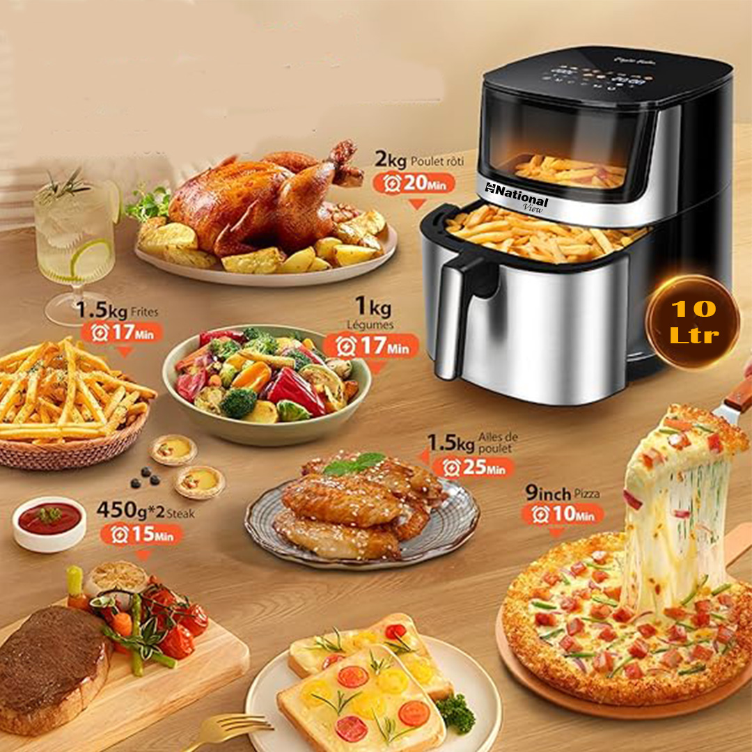 Picture of National Smartheat Hot Air Fryer 10 Ltr With Viewing Glass Window, Frying Without Oil, Digital Touch Display,10 In 1 Cooking Function-1700 Watt Picture of National Smartheat Hot Air Fryer 10 Ltr With Viewing Glass Window, Frying Without Oil, Digital Touch Display,10 In 1 Cooking Function-1700 Watt