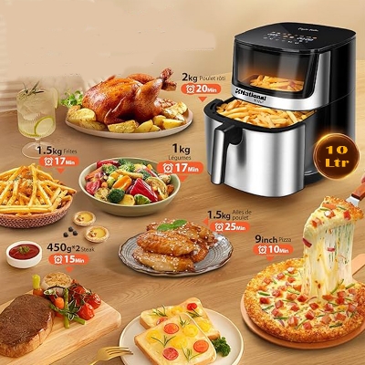 Picture of National Smartheat Hot Air Fryer 10 Ltr With Viewing Glass Window, Frying Without Oil, Digital Touch Display,10 In 1 Cooking Function-1700 Watt Picture of National Smartheat Hot Air Fryer 10 Ltr With Viewing Glass Window, Frying Without Oil, Digital Touch Display,10 In 1 Cooking Function-1700 Watt