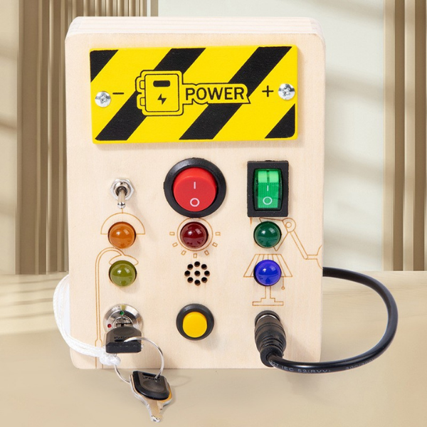 Spark Station LED Montessori Busy Board — Wooden Sensory Switch Panel (Ages 1–4). Baby World Bangladeshonline shop bangladeshothoba.com