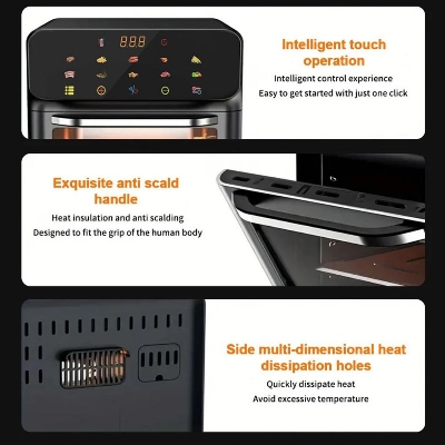 Picture of Hoffmans Glass Window View 12Ltr Professional 10-in-1 Multifunctional Digital Air Fryer With Smart LCD Touch Control HM-786 