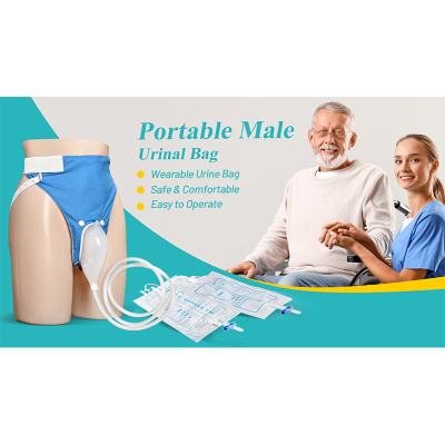 Picture of Urinal for Men, Urine Collect Bag, Reusable Silicone Urine Collector Portable Wearable Male Urinary Drainage Bag System for Adults