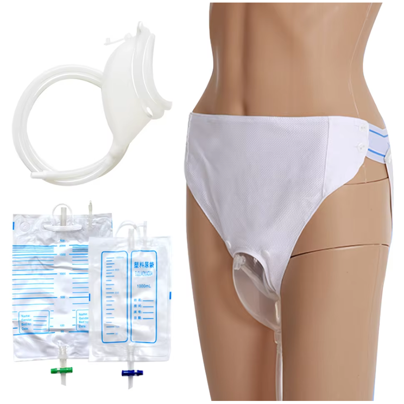 Picture of Silicone urine collector reusable portable urinal collection pants for home care with 2 bags of catheter