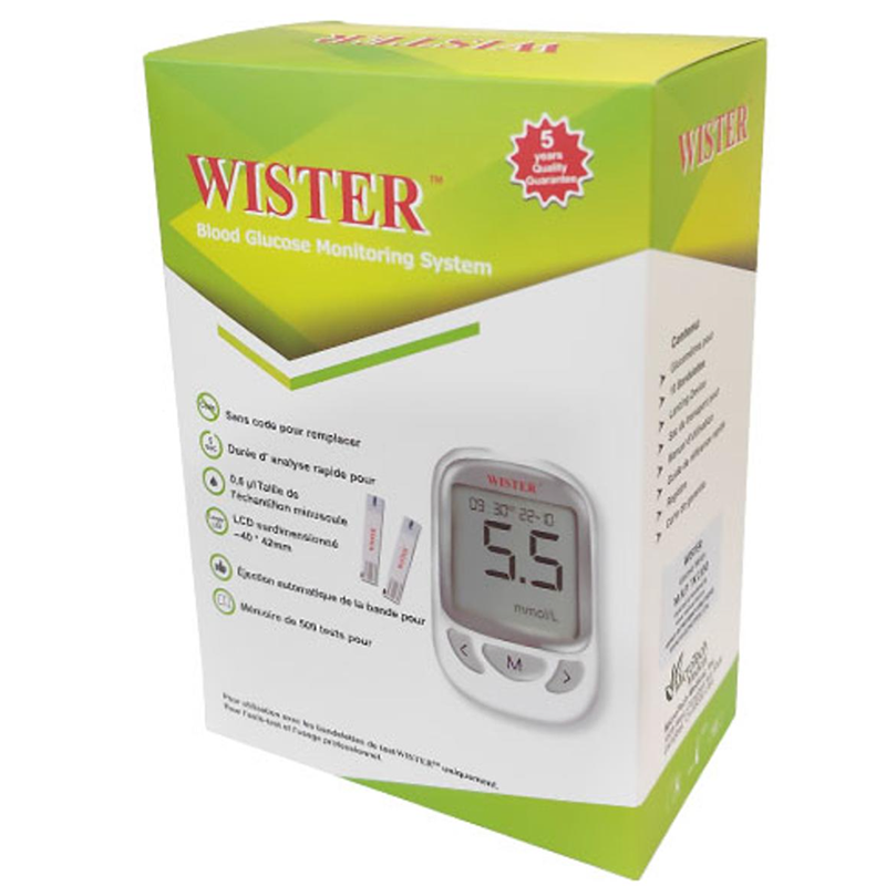 Picture of Wister blood glucose monitor with free 10 strips & 5 years quality guarantee