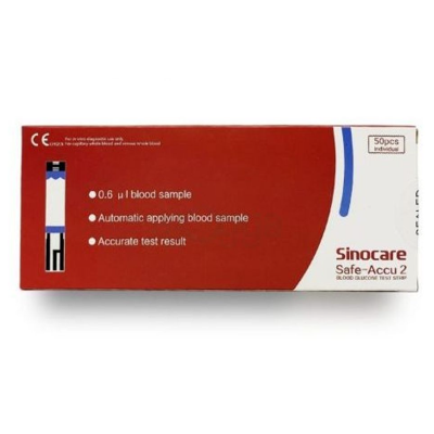 Picture of Blood Glucose Safe Accu 2 (Sinocare) Test Strips For Individual Pieces 50's
