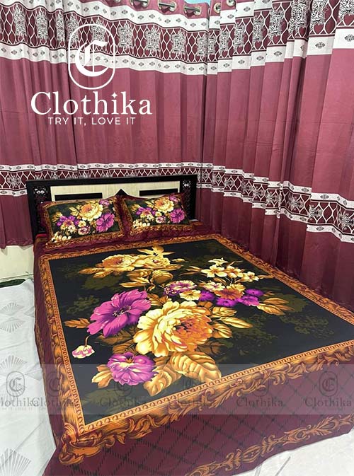 Picture of Digital Home tex Luxury Panel Fashionable Bed Sheet for Home Decoration from Clothika