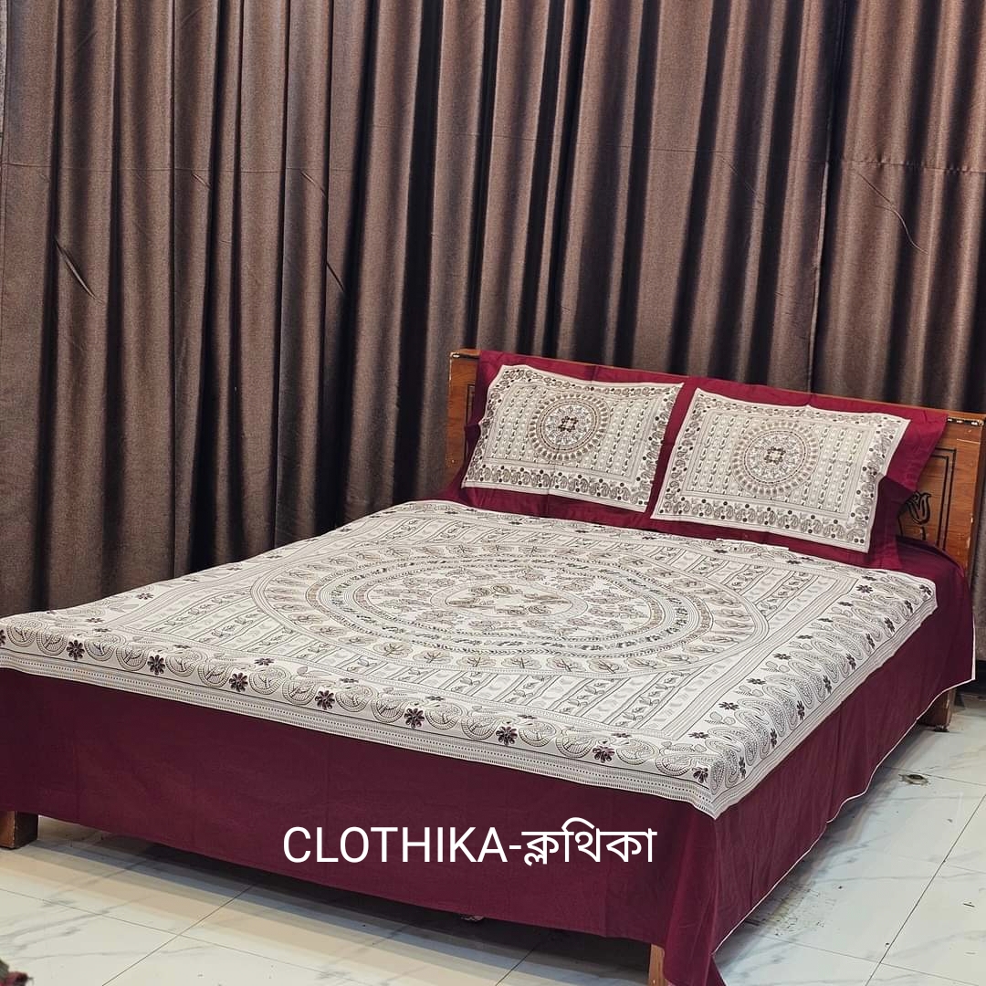 Picture of Eid New Nokshi Design Panel Bedsheet king size(8feet/7.5 feet) with 2 pillows cover