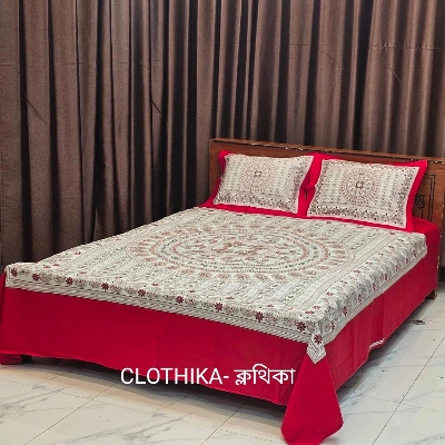 Picture of Nokshi Print Premium Panel Bedsheet king size(8feet/7.5feet) with 2pillows cover