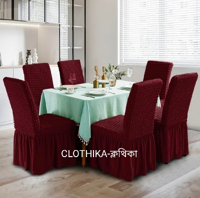 Picture of 6 seats Turkish Spandex Elastic Chair Cover Maroon Colour From- CLOTHIKA