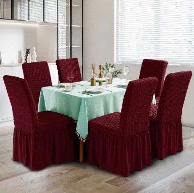 Picture of 6 seats Turkish Spandex Elastic Chair Cover Maroon Colour From- CLOTHIKA