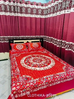 Picture of Home Tex Panel Bedsheet king size (8feet/7.5feet) with 2 pillows cover from CLOTHIKA
