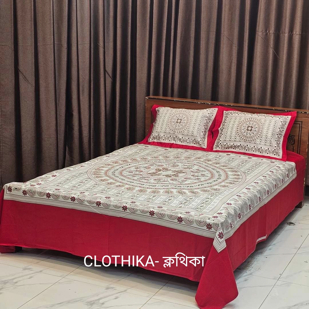Picture of Nokshi Print Premium Quality Bedsheet king size(8feet/7.5feet) with 2 standard size pillows cover for Home decorations
