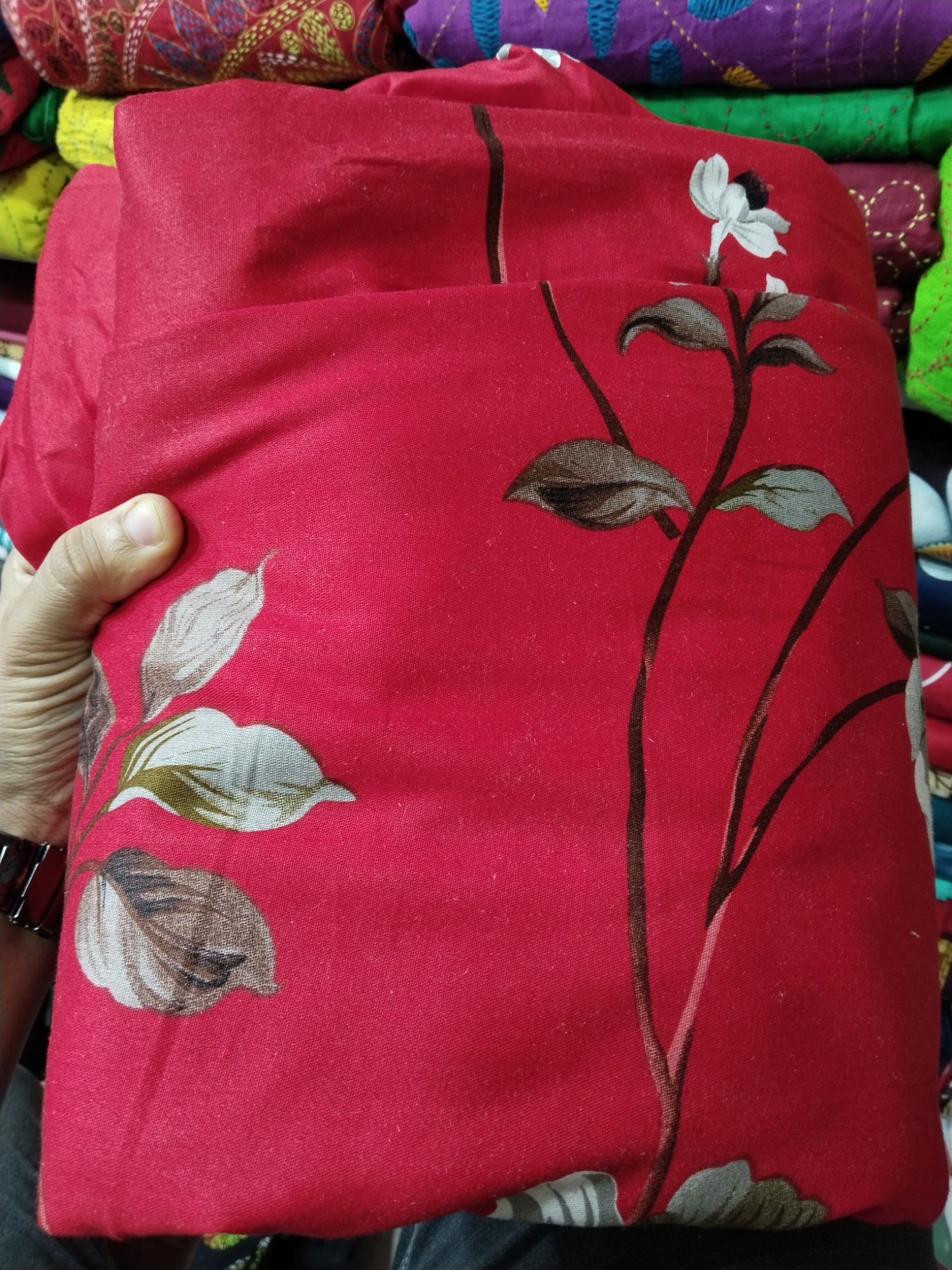Picture of Twill Cotton Premium Bedsheet king size with 2 pillows cover & 1 side pillow cover for Home decorations