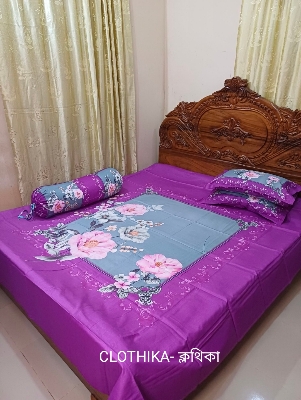 Picture of Digital Home Tex Luxury Panel bedsheet king size (8feet/7.5feet) with 2 pillows cover & 1 side pillow cover for Home decorations