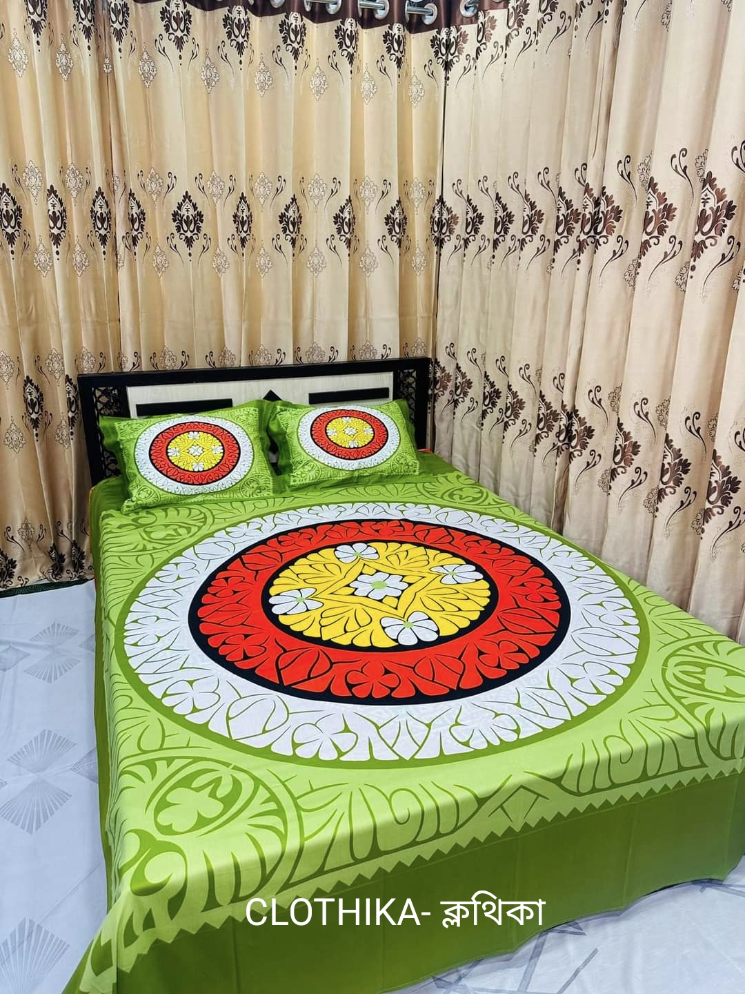 Picture of Luxury Panel Bedsheet king size (8feet/7.5feet) with 2 pillows cover & 1 side pillow cover for Home decorations