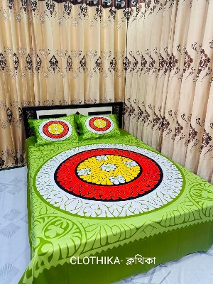Picture of Luxury Panel Bedsheet king size (8feet/7.5feet) with 2 pillows cover & 1 side pillow cover for Home decorations