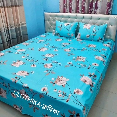 Picture of Twill Cotton Bedsheet king size?(8feet/7.5feet) with 2 pillows cover & 1 side pillow cover for home decorations