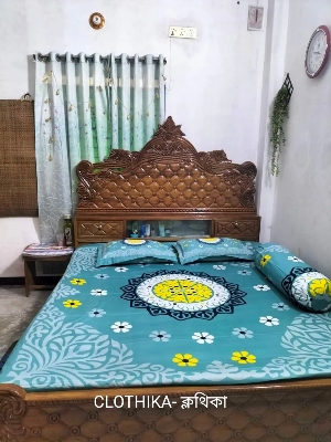 Picture of Premium Quality panel Bedsheet king size (8feet/7.5feet) with 2 pillows cover & 1 side pillow cover for home decorations