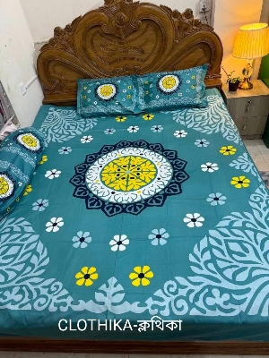 Picture of Premium Quality panel Bedsheet king size (8feet/7.5feet) with 2 pillows cover & 1 side pillow cover for home decorations