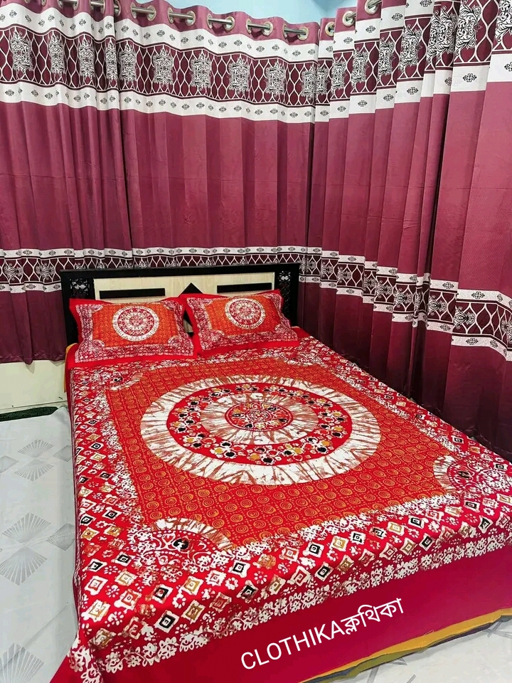 Picture of Batik Print Premium quality Panel bedsheet king size (8feet/7.5feet) with 2 pillows cover for home decorations