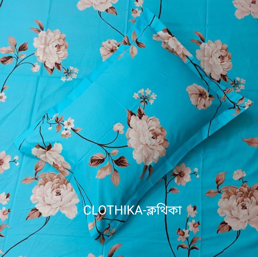 Picture of Twill Cotton Premium Bedsheet with 2 pillows cover & 1 side pillow cover for home decorations