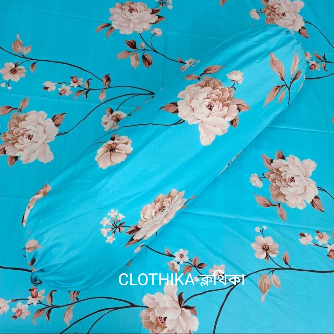 Picture of Twill Cotton Premium Bedsheet with 2 pillows cover & 1 side pillow cover for home decorations