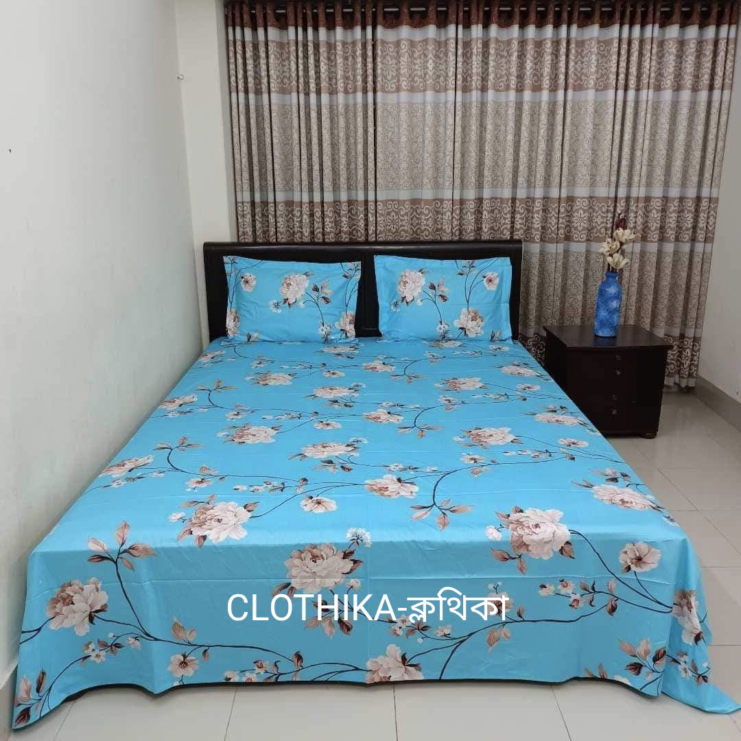 Picture of Twill Cotton Premium Bedsheet with 2 pillows cover & 1 side pillow cover for home decorations