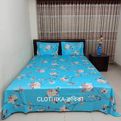Picture of Twill Cotton Premium Bedsheet with 2 pillows cover & 1 side pillow cover for home decorations