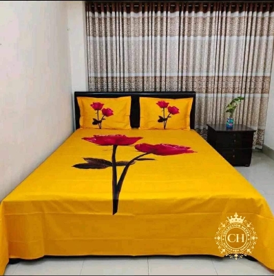 Picture of Ros Print Luxury Panel bedsheet king size (8feet/7.5feet) with 2 pillows cover & 1 side pillow cover for home decorations
