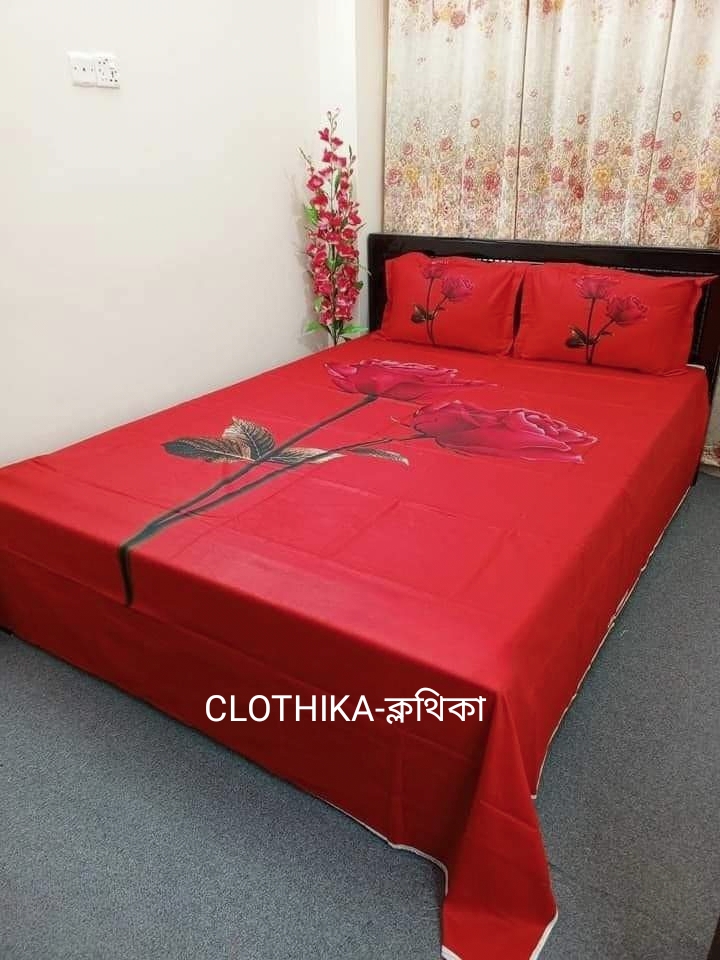 Picture of Ros Print Luxury Panel bedsheet king size (8feet/7.5feet) with 2 pillows cover & 1 side pillow cover for home decorations