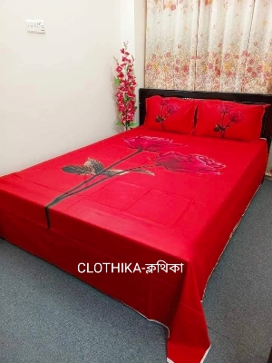 Picture of Ros Print Luxury Panel bedsheet king size (8feet/7.5feet) with 2 pillows cover & 1 side pillow cover for home decorations