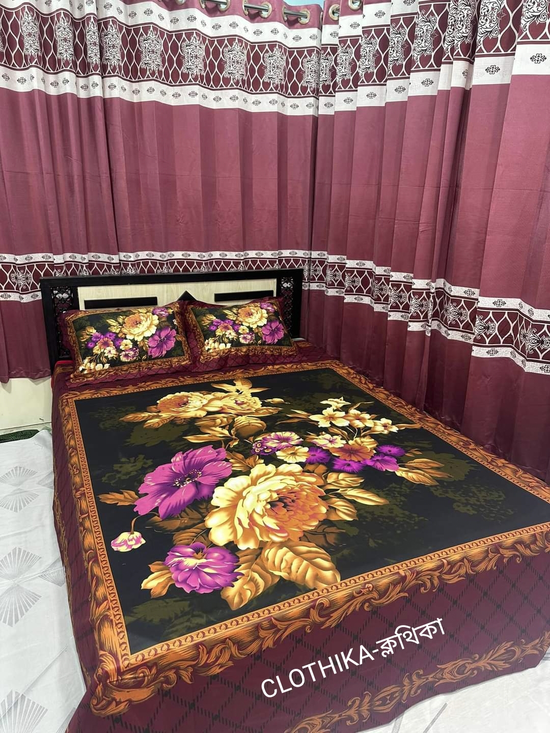 Picture of Premium Quality panel Bedsheet king size(8feet/7.5feet) with 2 pillows cover & 1side pillow cover for home decorations