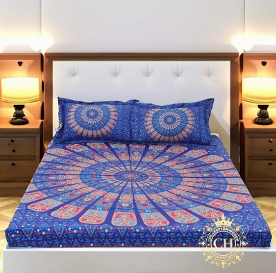 Picture of Premium Quality Panel Bedsheet king size (8feet/7.5feet) with 2 pillows cover & 1 side pillow cover for home decorations