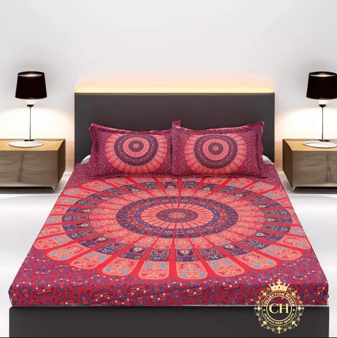 Picture of Premium Quality Panel Bedsheet king size (8feet/7.5feet) with 2 pillows cover & 1 side pillow cover for home decorations
