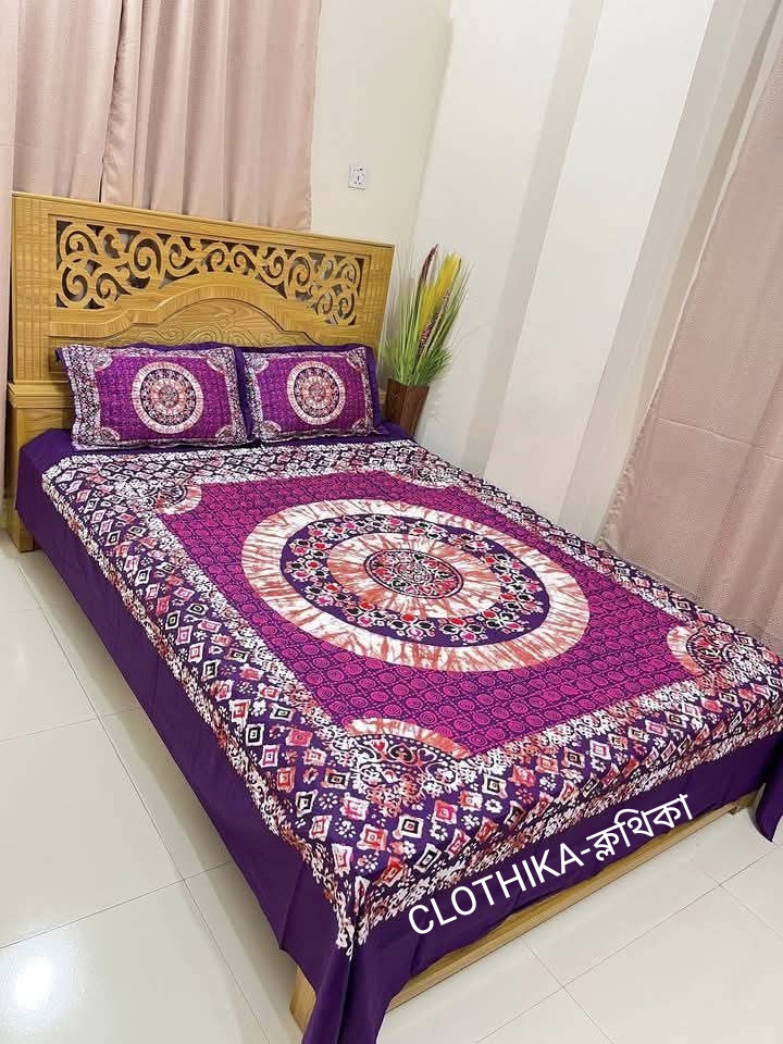 Picture of New Design Luxury Panel Bedsheet king size(8feet/7.5feet) with 2 pillows cover & 1 side pillow cover for home decorations