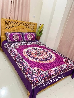 Picture of New Design Luxury Panel Bedsheet king size(8feet/7.5feet) with 2 pillows cover & 1 side pillow cover for home decorations