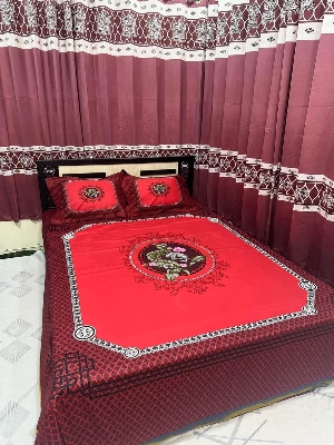 Picture of New Design Luxury Panel bedsheet king size(8feet×7m5 feet) with 2 pillows cover & 1side pillow cover for home decorations