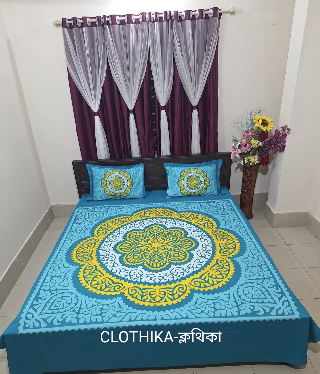 Picture of New Design Panel Bedsheet king size(8feet×7.5feet) with 2 pillows cover & 1side pillow cover for home decorations