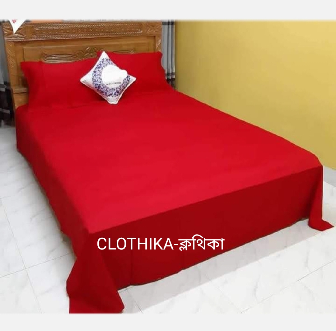 Picture of Solid Colour Twill Cotton Bedsheet king size(8fet×7.5feet) with 2 pillows cover for home decorations